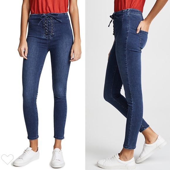 Free People Denim - Free People Lace Up Denim Skinny Leg Jeggings 30W